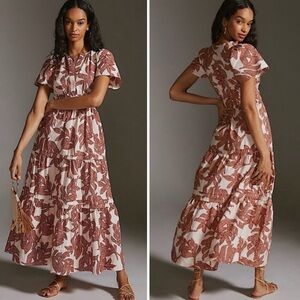 Anthropologie | Somerset Maxi Dress in Neutral Floral Dot